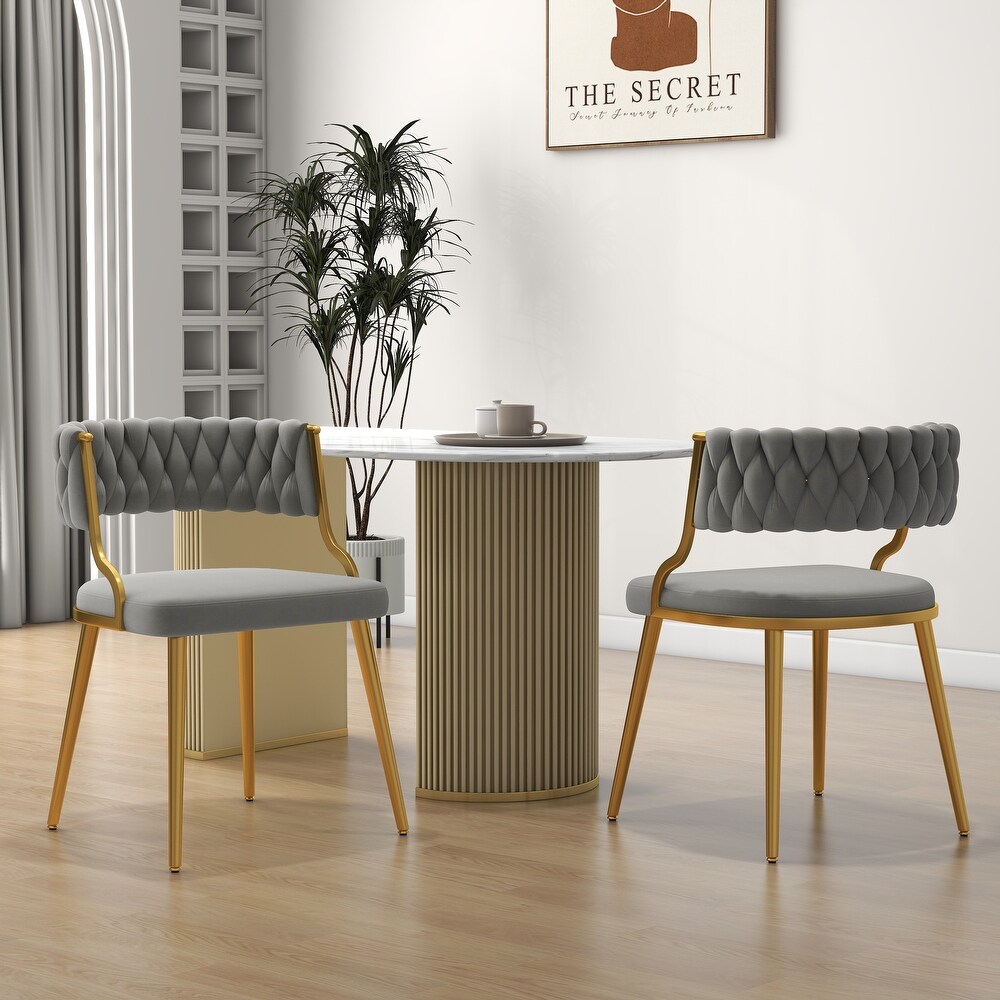 2PACK Upholstered Dining Chairs with Woven Back