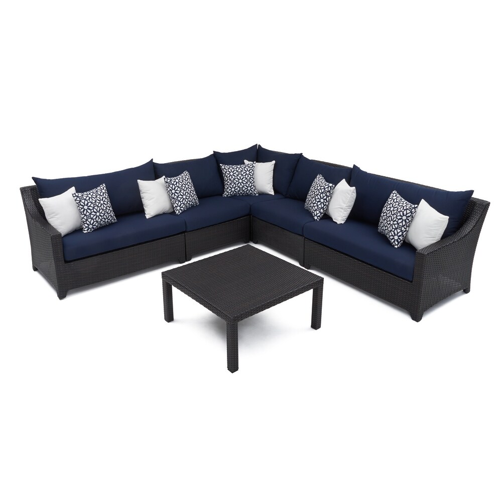 Deco 6 Piece Sunbrella Outdoor Patio Sectional And Table Set