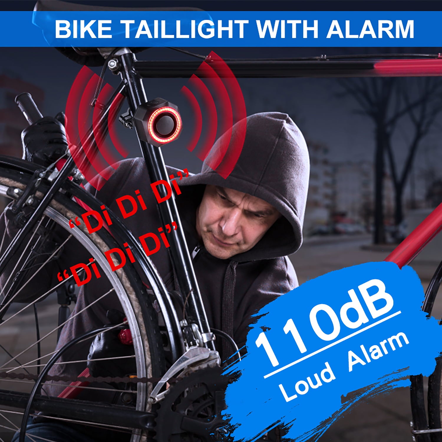 Wsdcam Smart Bike Tail Light Alarm Bicycle Brake Light Rechargeable Anti Theft Bike Alarm Bicycle Accessories