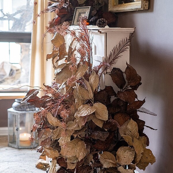 RusticReach Tall Red Brown Artificial Fern Leaf Stem 48 Tall