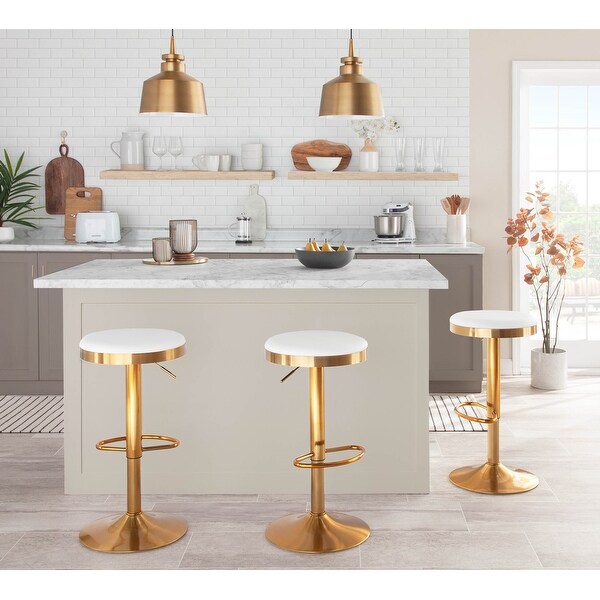 Silver Orchid Goddard Gold Adjustable Bar Stool (Set of 2)