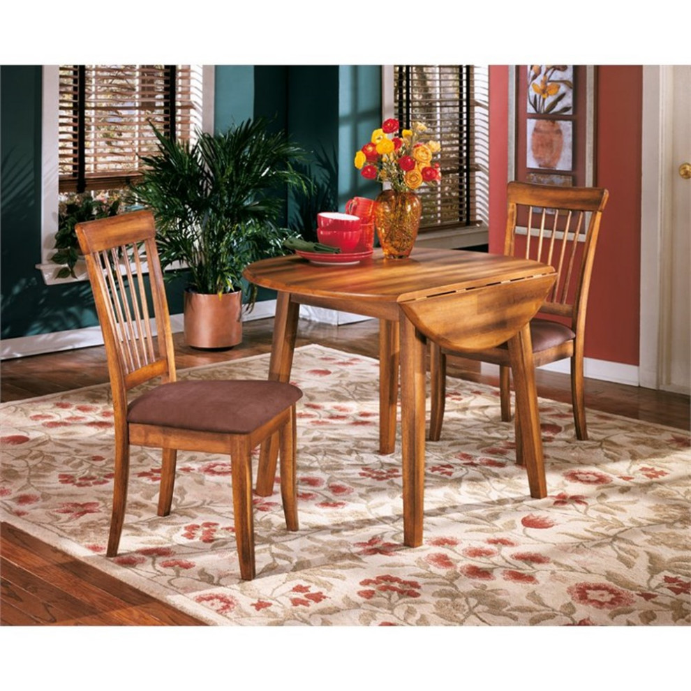 Ashley Berringer Microfiber Upholstered Dining Side Chair in Rustic Brown   Transitional   Dining Chairs   by Homesquare  Houzz