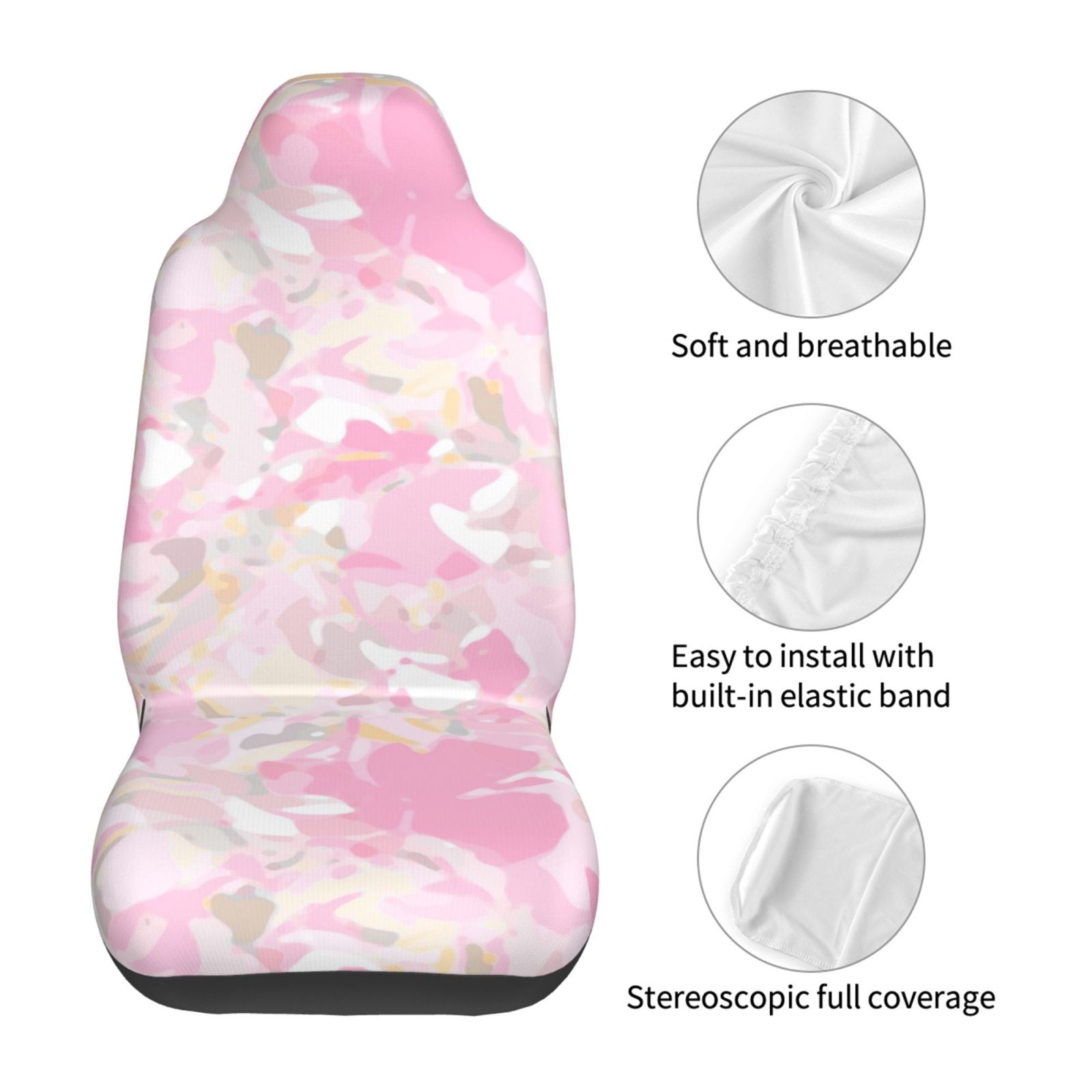 Gorgeous Camouflage Pattern Car Front Seat Covers Protectors ， Romantic Automotive Seat Covers for Cars Trucks Suv