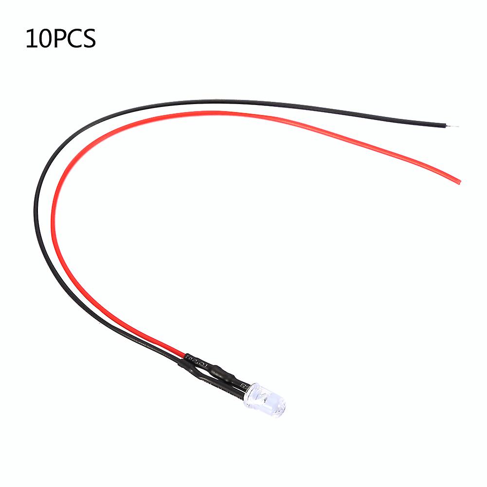 10pcs 12v 5mm Led Light Emitting Diode Wired Multicolor Led Light Cable 20cm 0.06w(yellow)