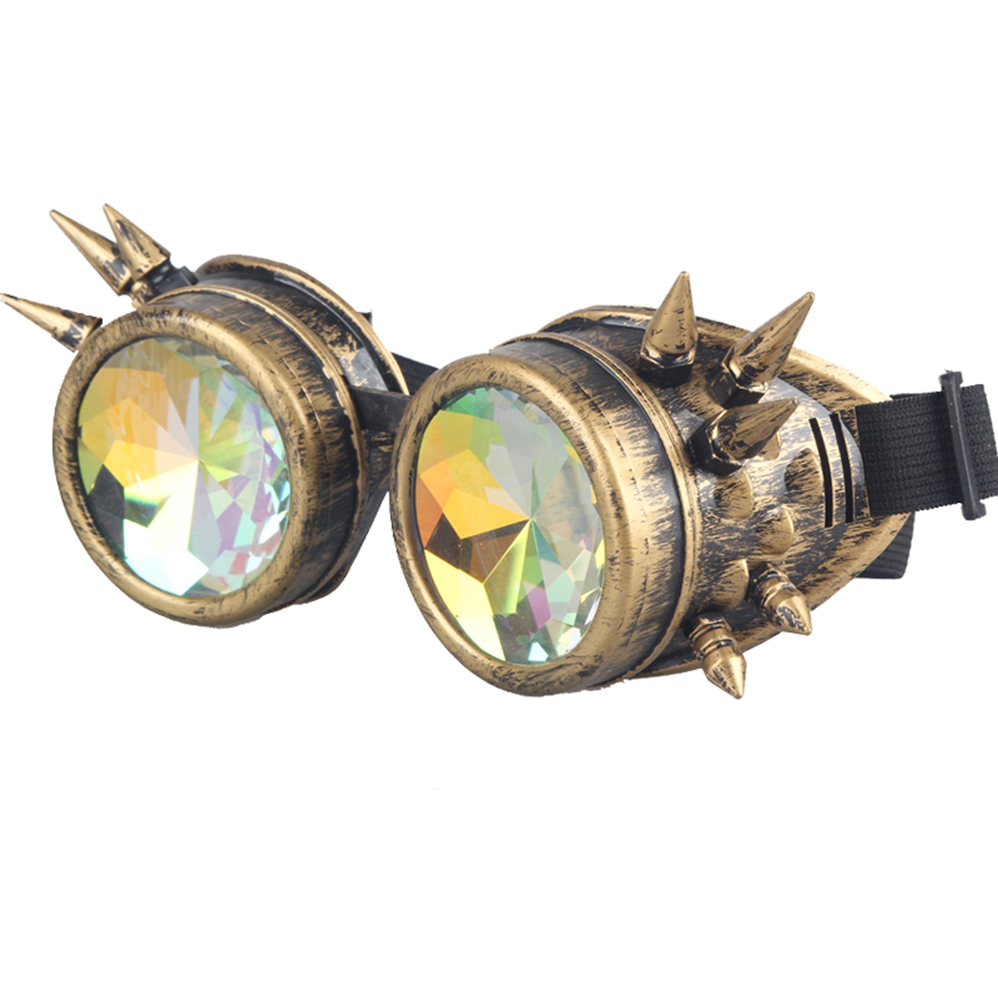 DODOING Vintage Goggles Welding Steampunk Cosplay Glasses Rainbow Kaleidoscope Crystal Lens