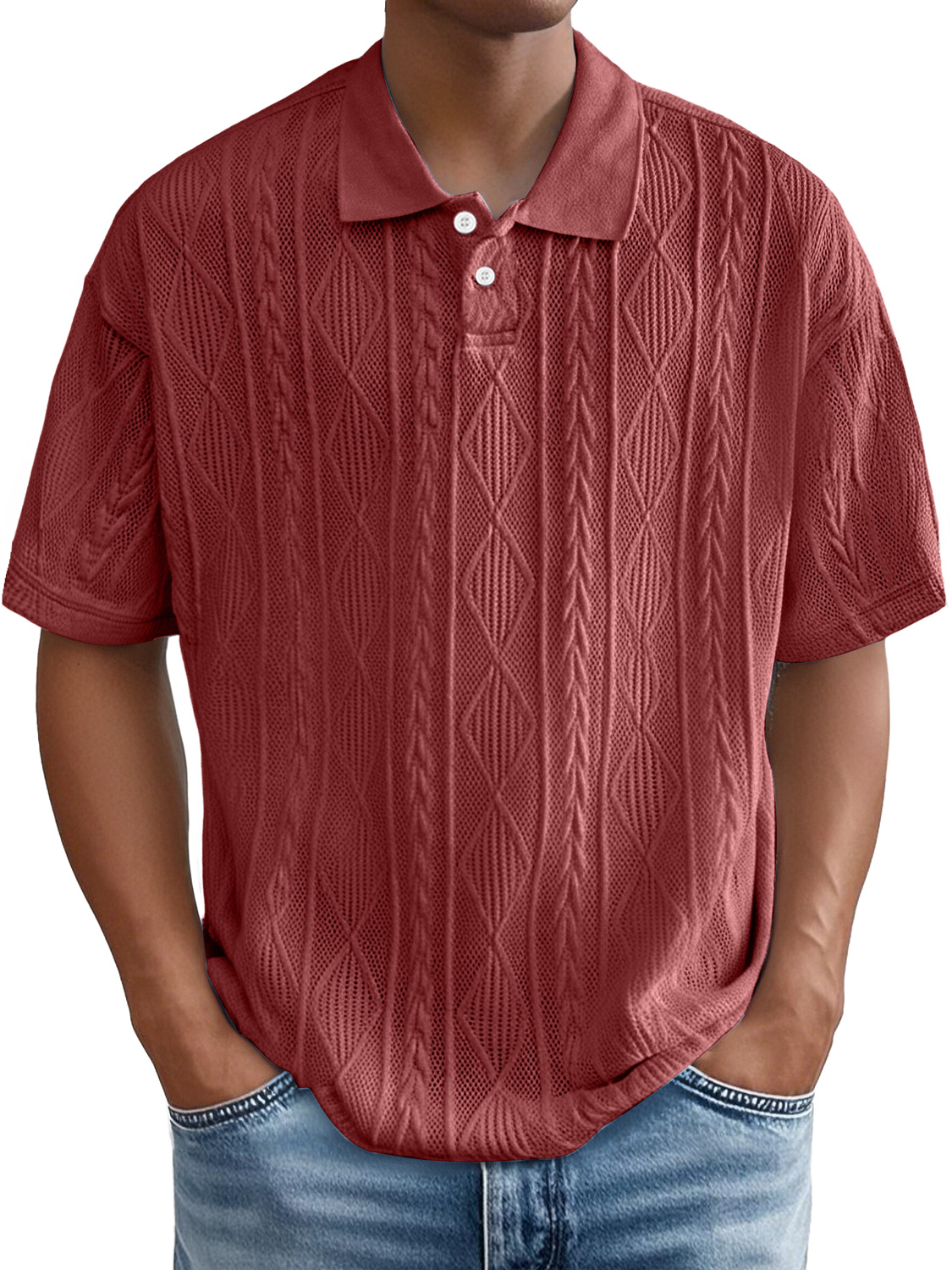 Men's Daily Casual Jacquard Texture Casual Polo Shirt