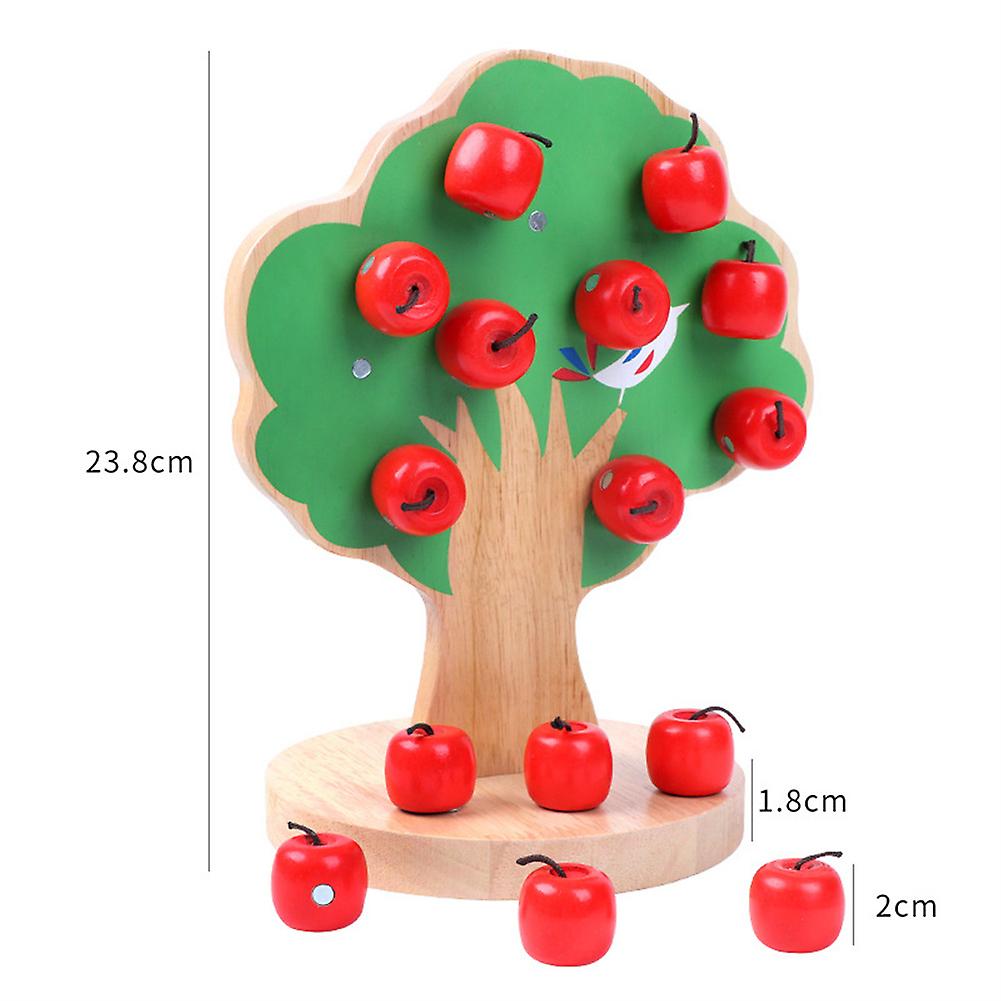 Wooden Puzzle Magnetic Apple Tree Children's Interactive Game Toy 15 Apples