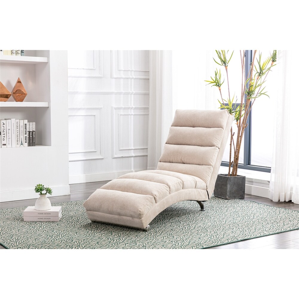 Modern Linen Chaise Lounge Chair Indoor Long Lounger for Living Room Office