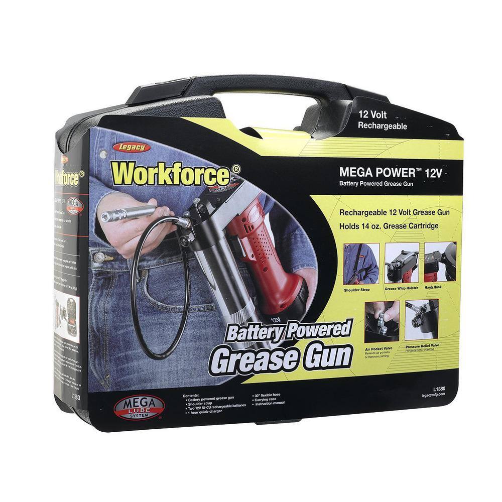 Workforce 12-Volt Cordless Grease Gun Kit with 2-Rechargable Battery L1380