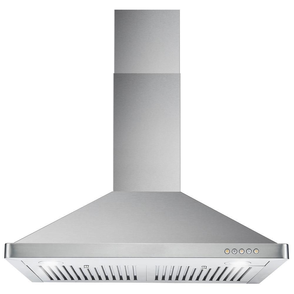 Cosmo 30 in Ducted Wall Mount Range Hood in Stainless Steel with LED Lighting and Permanent Filters