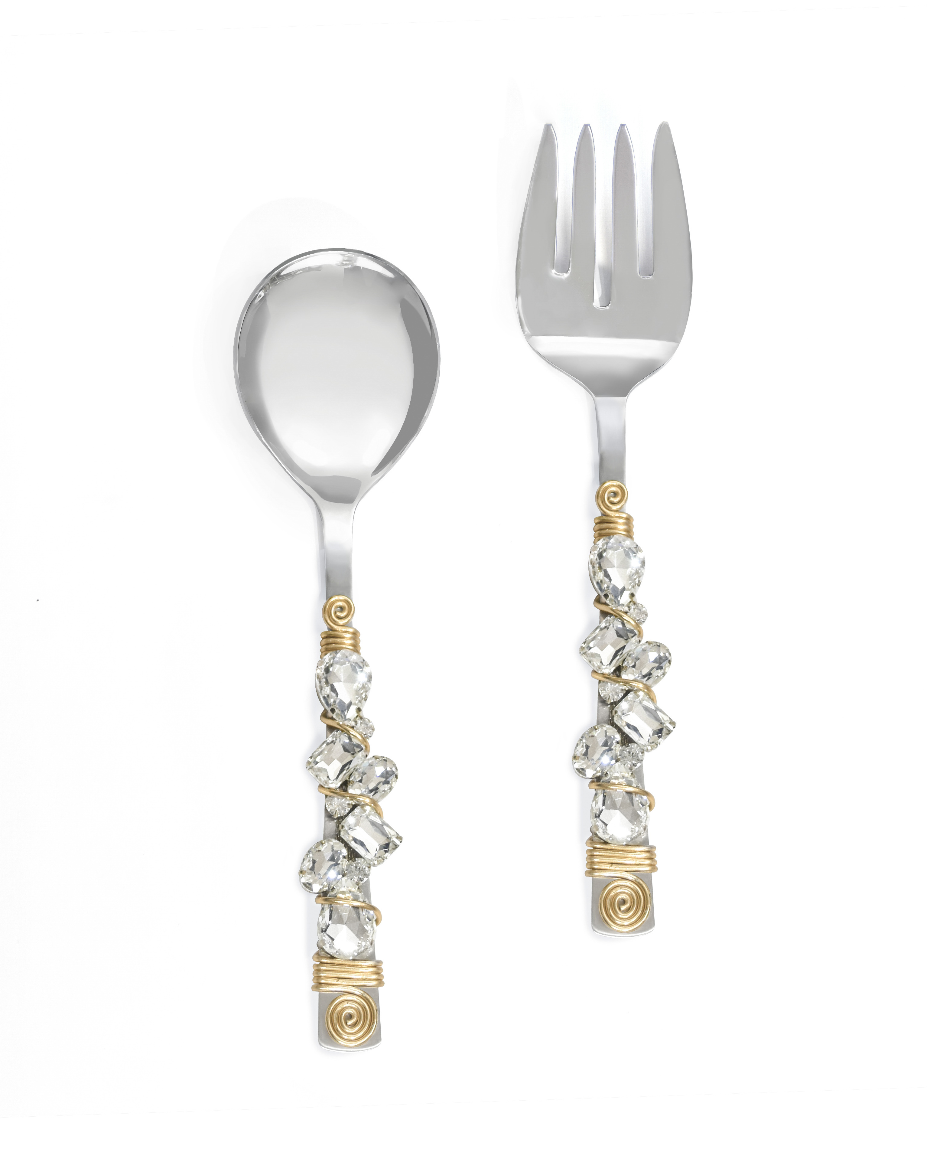 Yo Treasure Tiramisu Snow Melt Stainless Steel White Crystal Salad Server Set