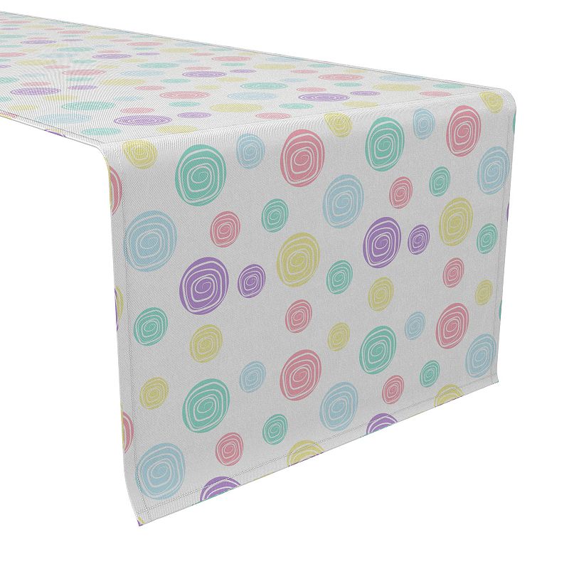 Table Runner， 100% Cotton， 16x72， Drawn Pastel Dots