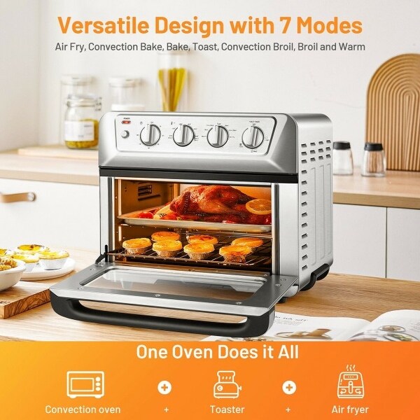 21.5 Quart 1800W Air Fryer Toaster Countertop Convection Oven with Recipe - 16