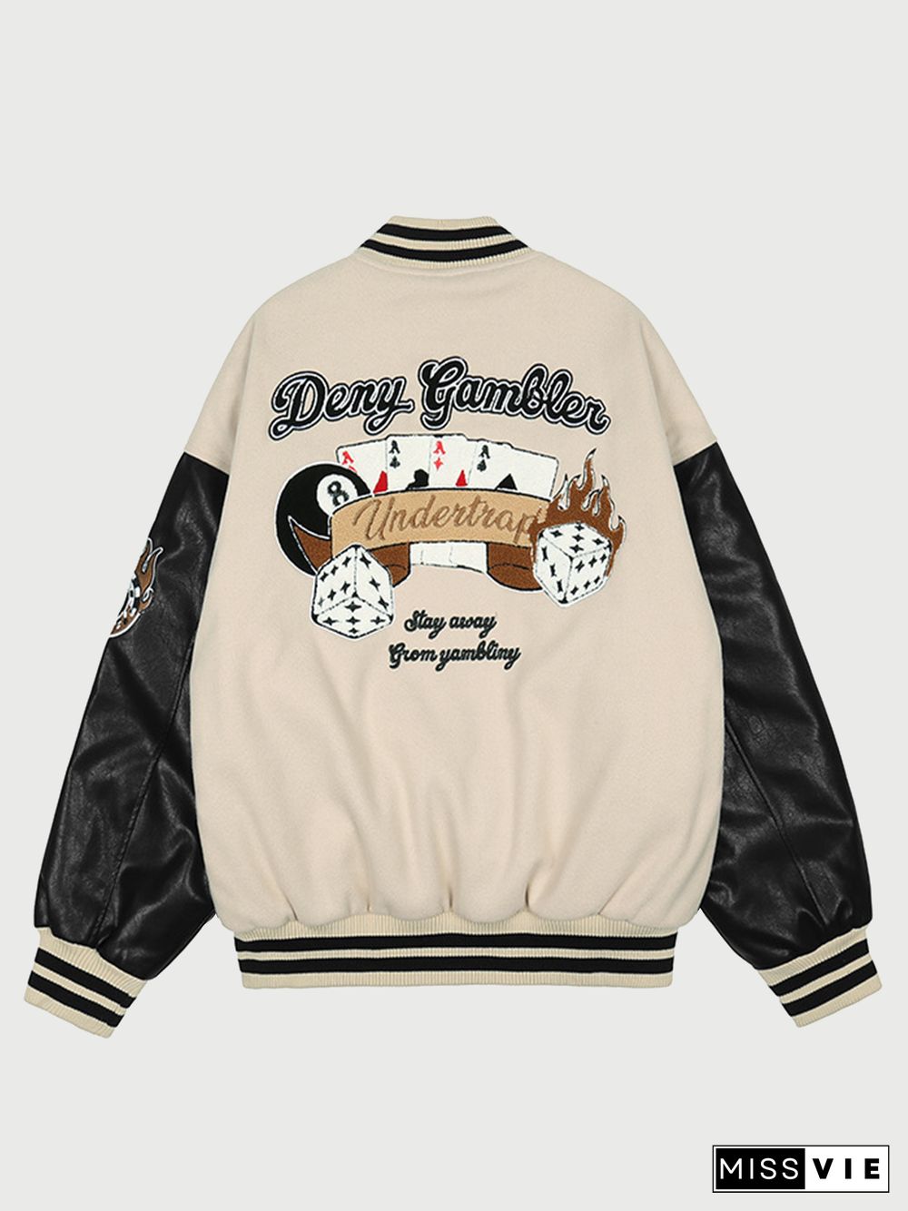 Letter Back Print Graphic Varsity Jacket