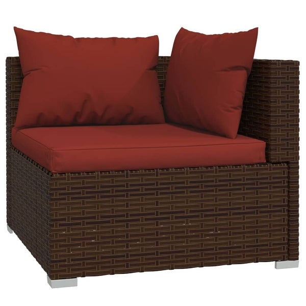 10 Piece Patio Lounge Set with Cushions Poly Rattan Brown - Overstock - 36365132