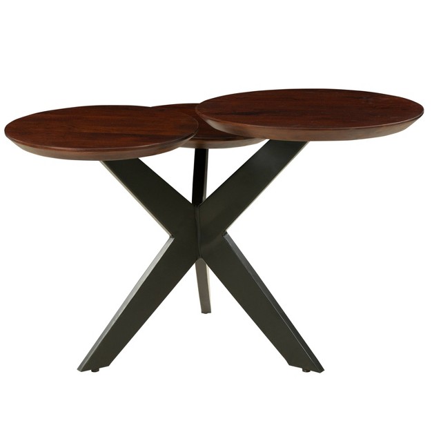 Modern Coffee Table With 3 Tier Wooden Top And Boomerang Legs Brown black The Urban Port