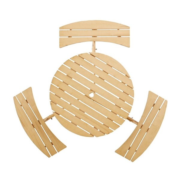 Outdoor round wooden picnic set with umbrella hole (6 persons/8 persons)