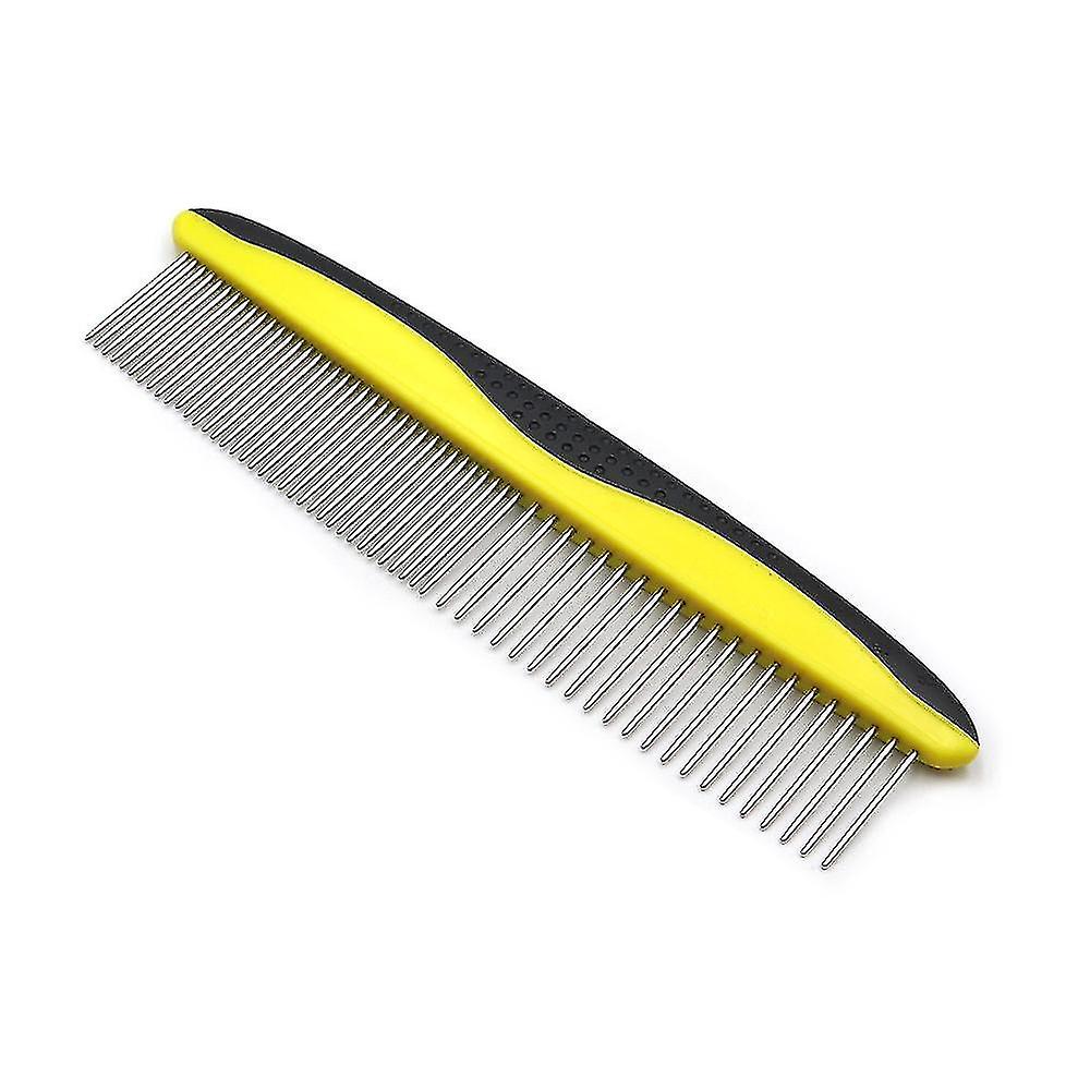 Pet Grooming Comb Stainless Steel Rounded Teeth Rubber Handle For  Dogs Removes Loose Undercoat