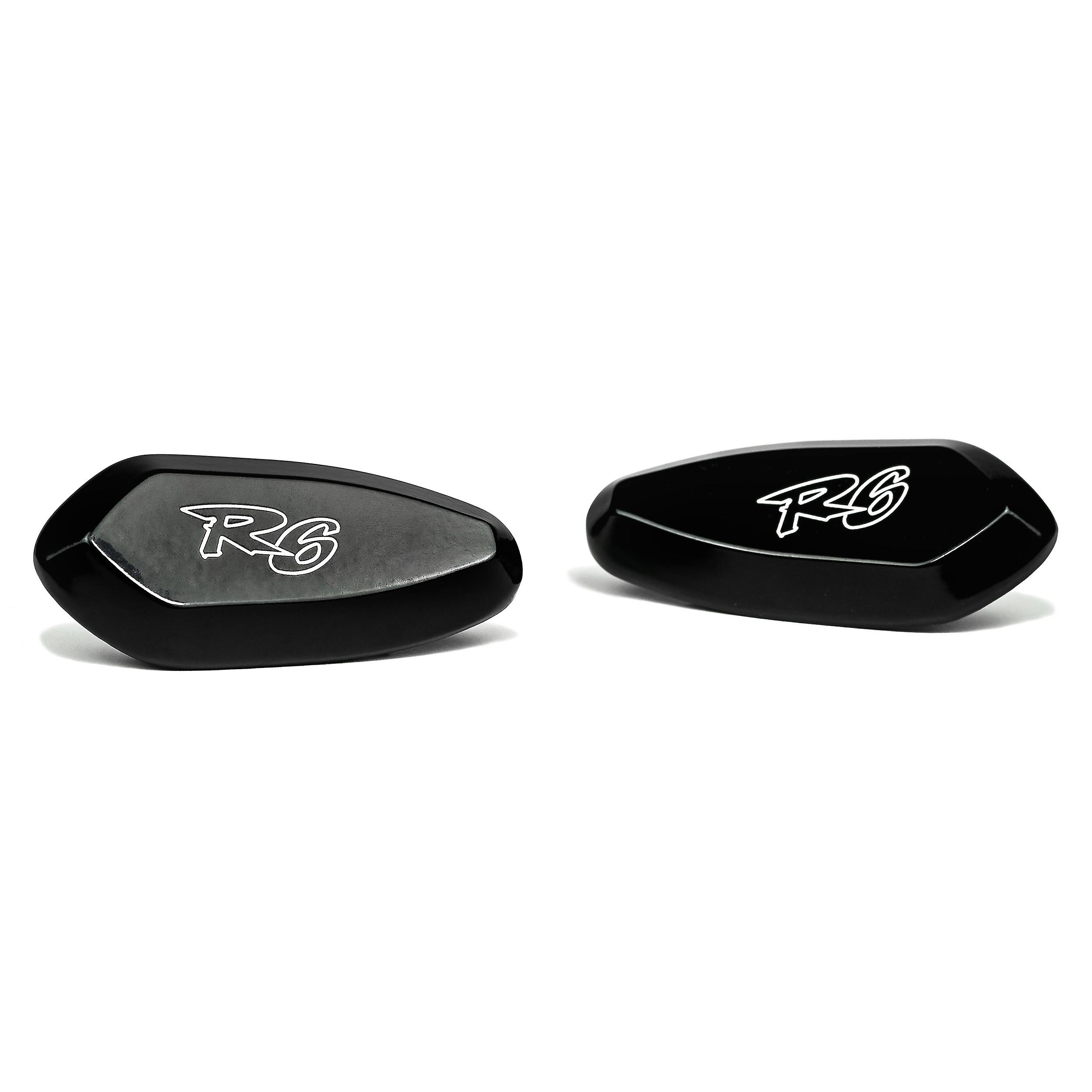 Mirror Block Off Base Plates Logo Engraved Black Compatible with 1999-2007 Yamaha R6 / YZF-R6