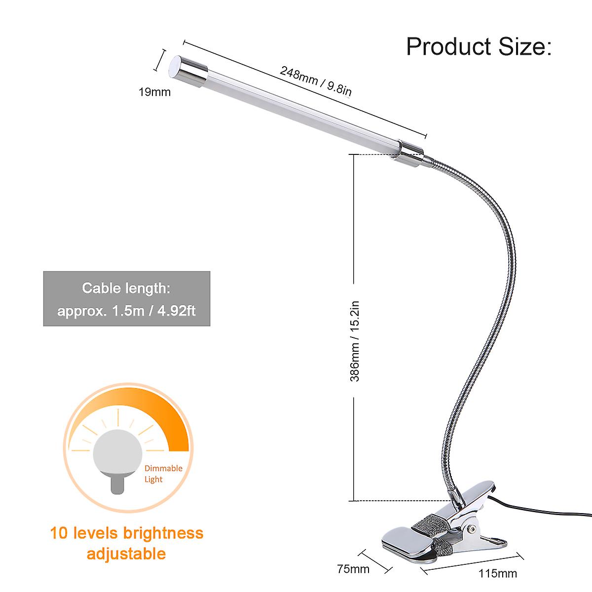 Dc5v 20 Leds Clamp Clip-on Desk Light Usb Powered Table Lamp 3 Color Temperatures 10 Levels Adjustable Brightness Dimmable Flexible Bendable Foldable