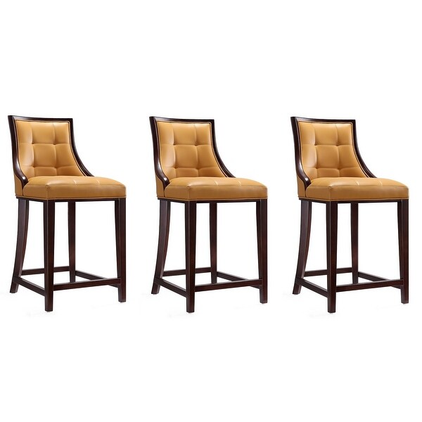 Manhattan Comfort Fifth Ave 39.5 in. Dark Walnut Beech Wood Counter Height Bar Stool (Set of 3)