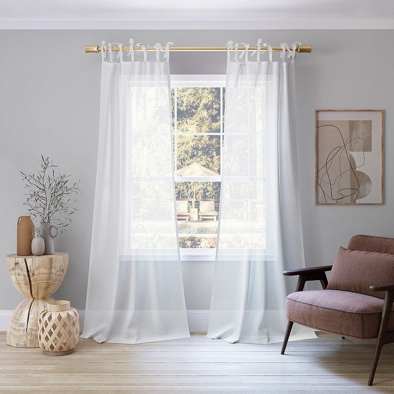 No. 918 Bethany Slub Textured Sheer Tie Top Window Curtain