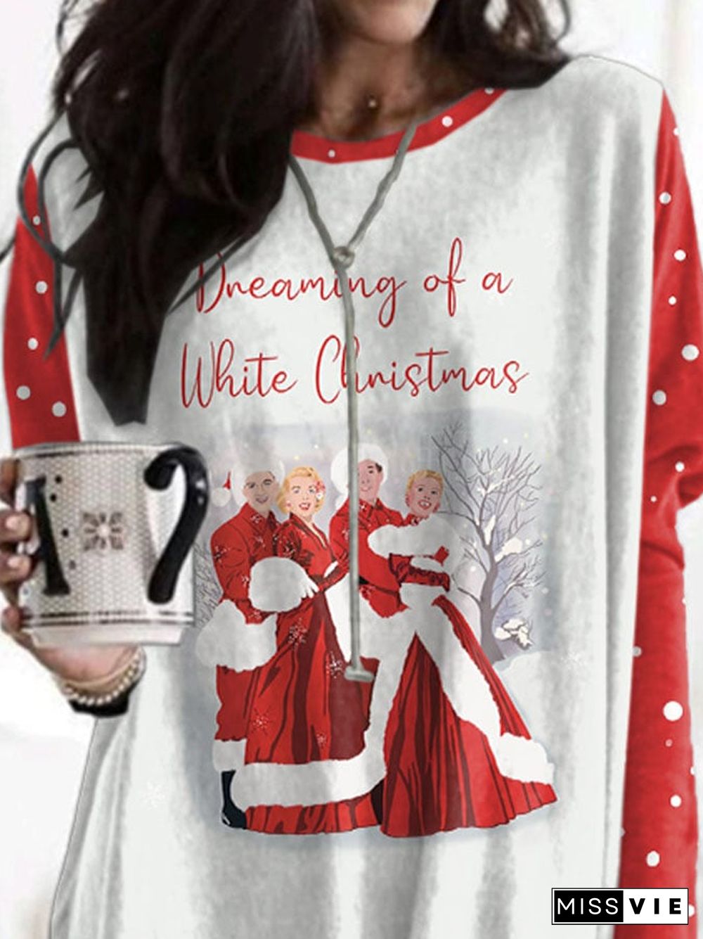 Dreaming Of A White Christmas Print Dress