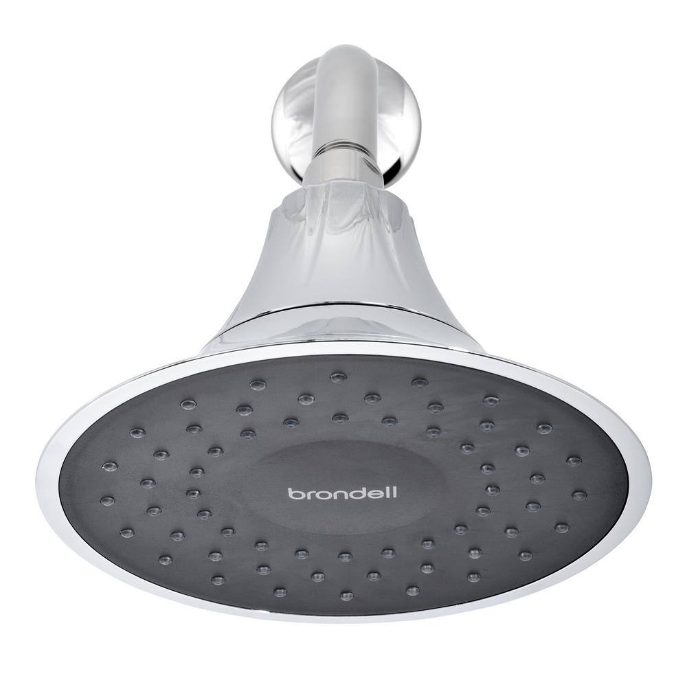 Brondell VivaSpring 1-Spray Patterns with 1.8 GPM 6.5 in. Single Wall Mount Fixed Shower Head with KDF Filter in Obsidian Face FSH25-CB