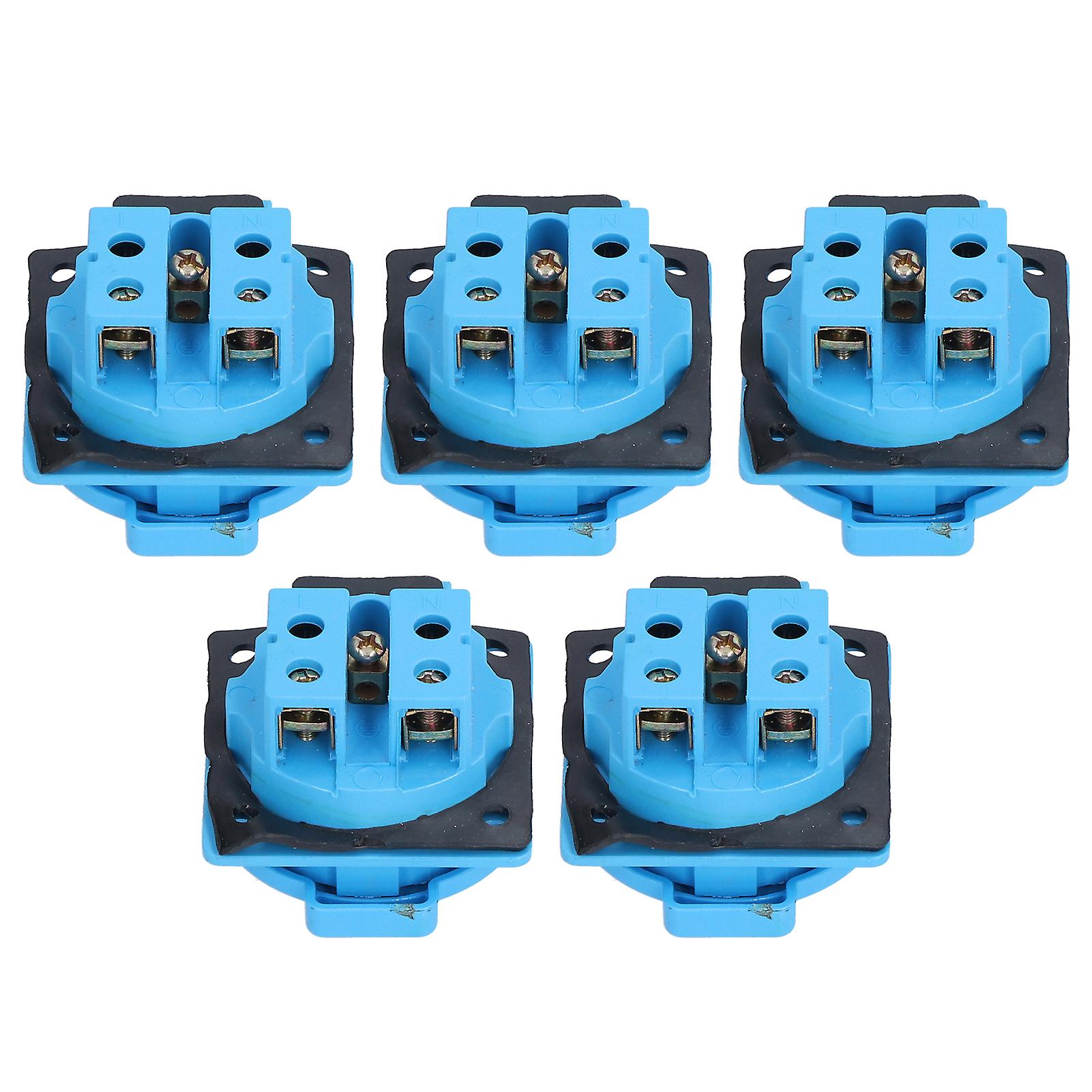 5pcs European Plug Socket Air Conditioning Industrial Universal Blue Sockets For Outdoors