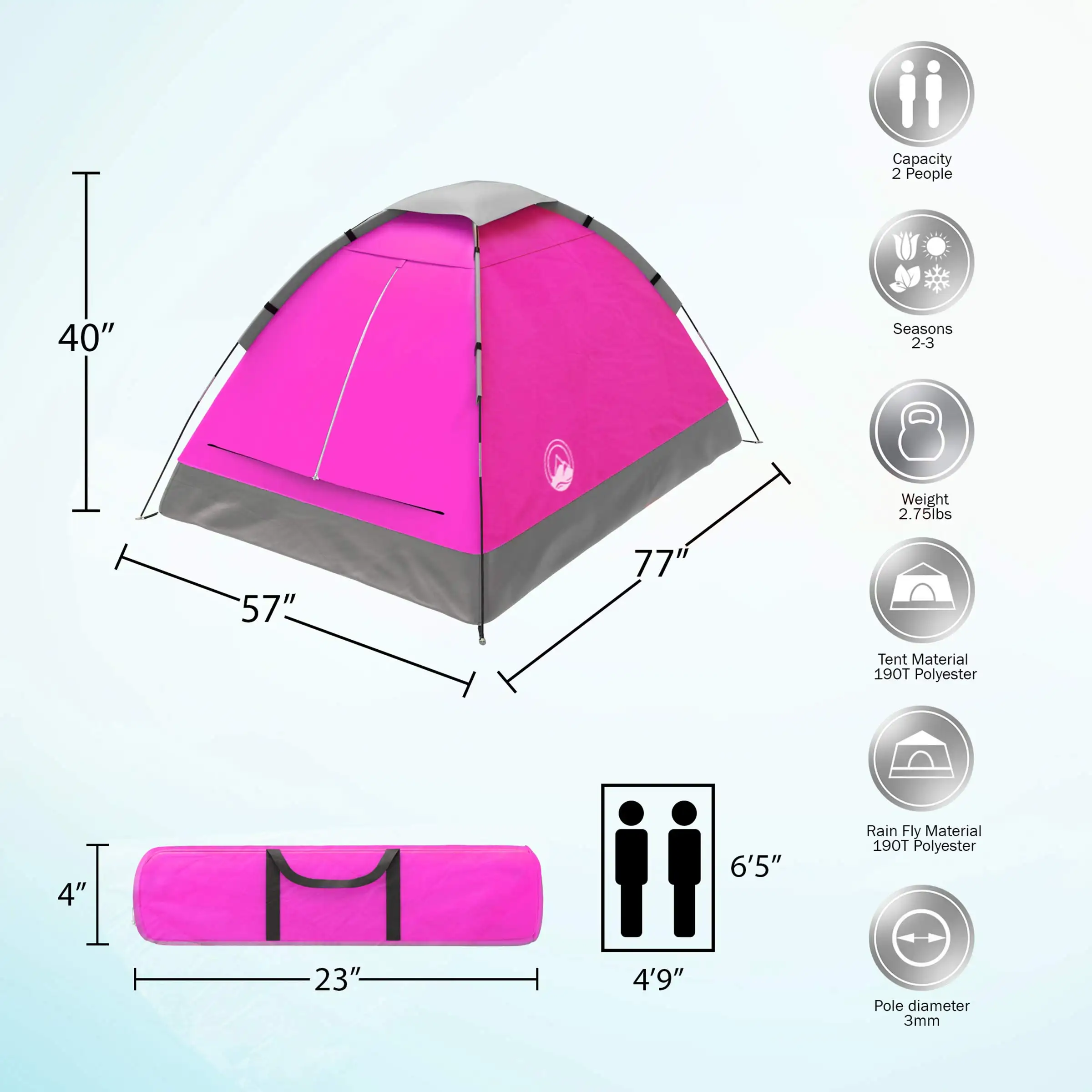 Outdoors Hiking Travel Lightweight Folding 2 Person Canvas Waterproof Camping Tent With Including Rain Fly