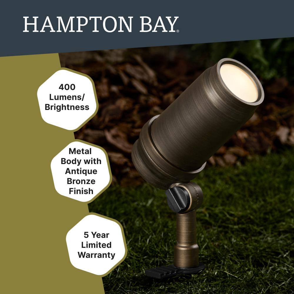 Hampton Bay Low Voltage Landscape Antique Brass Adjustable Beam Spotlight with 3.6-Watt 400-lumen Integrated LED LST-NU4BR3000K