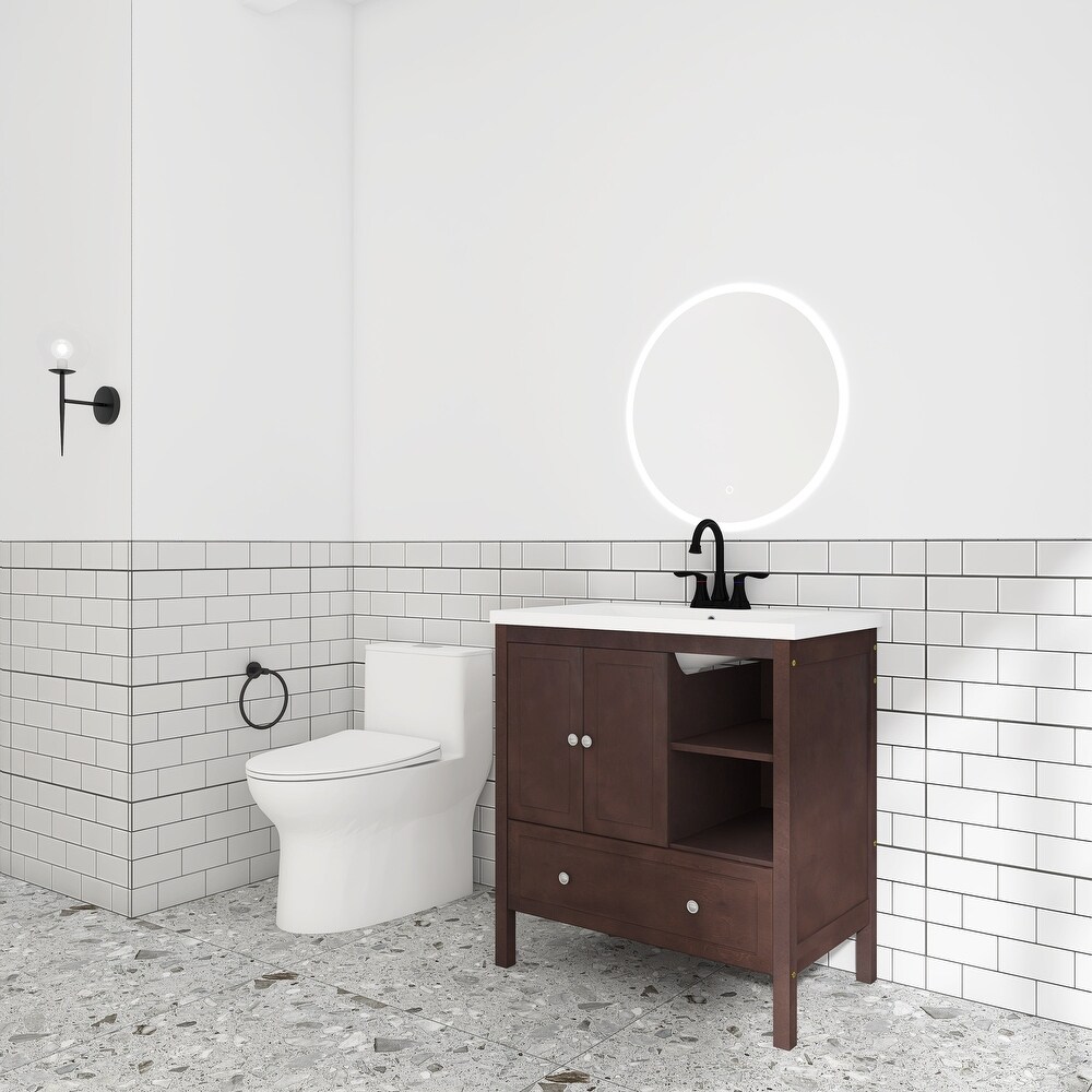 30 in. W x 18. in D. x 32 in. H Bath Vanity with White Ceramic Top