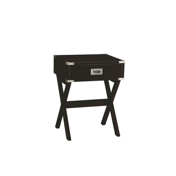 Modern Style Babs End Table with 1 Drawer， Wooden Top w/Metal Corners