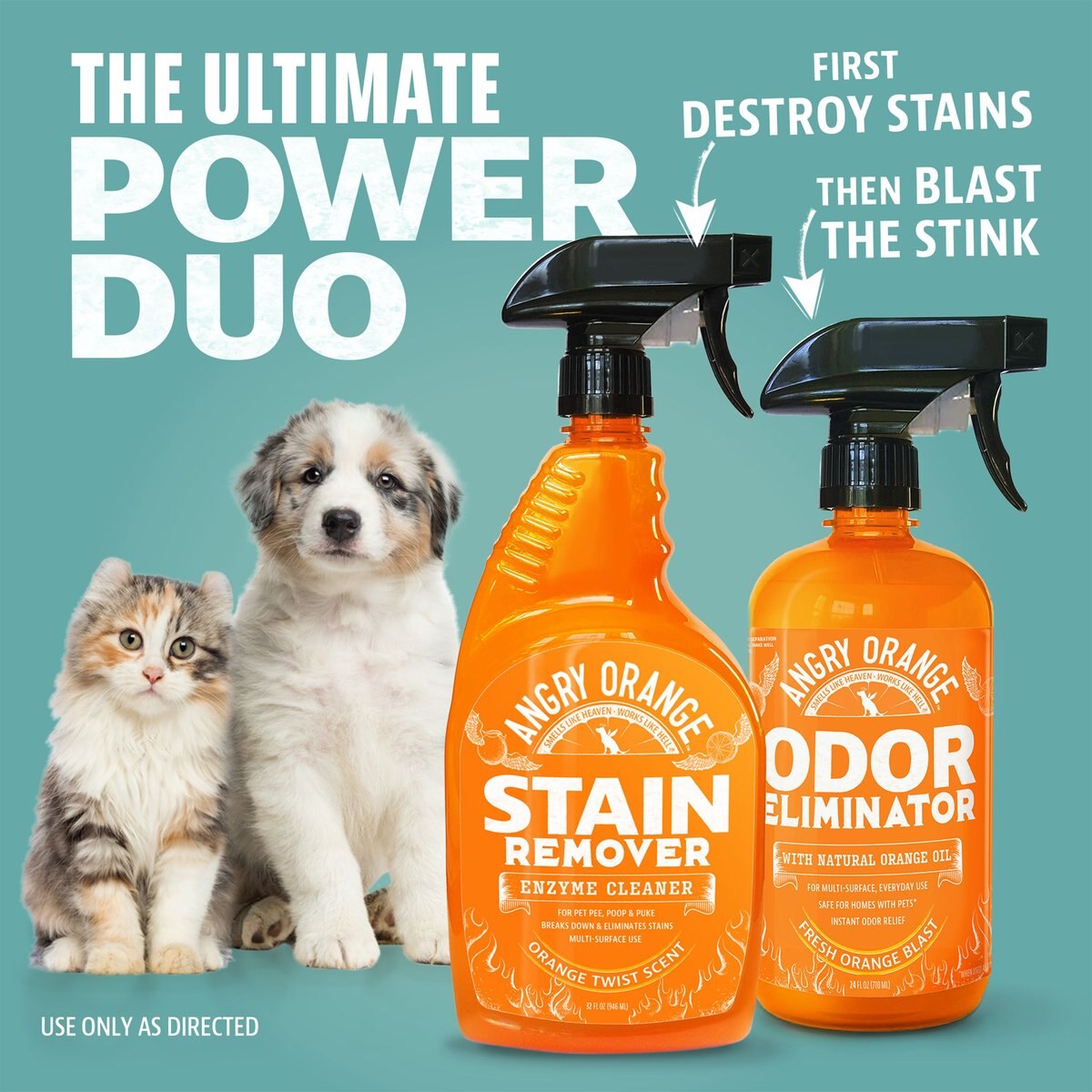 Angry Orange Bio-Enzymatic Pet Stain and Odor Eliminator Spray， 32-oz bottle