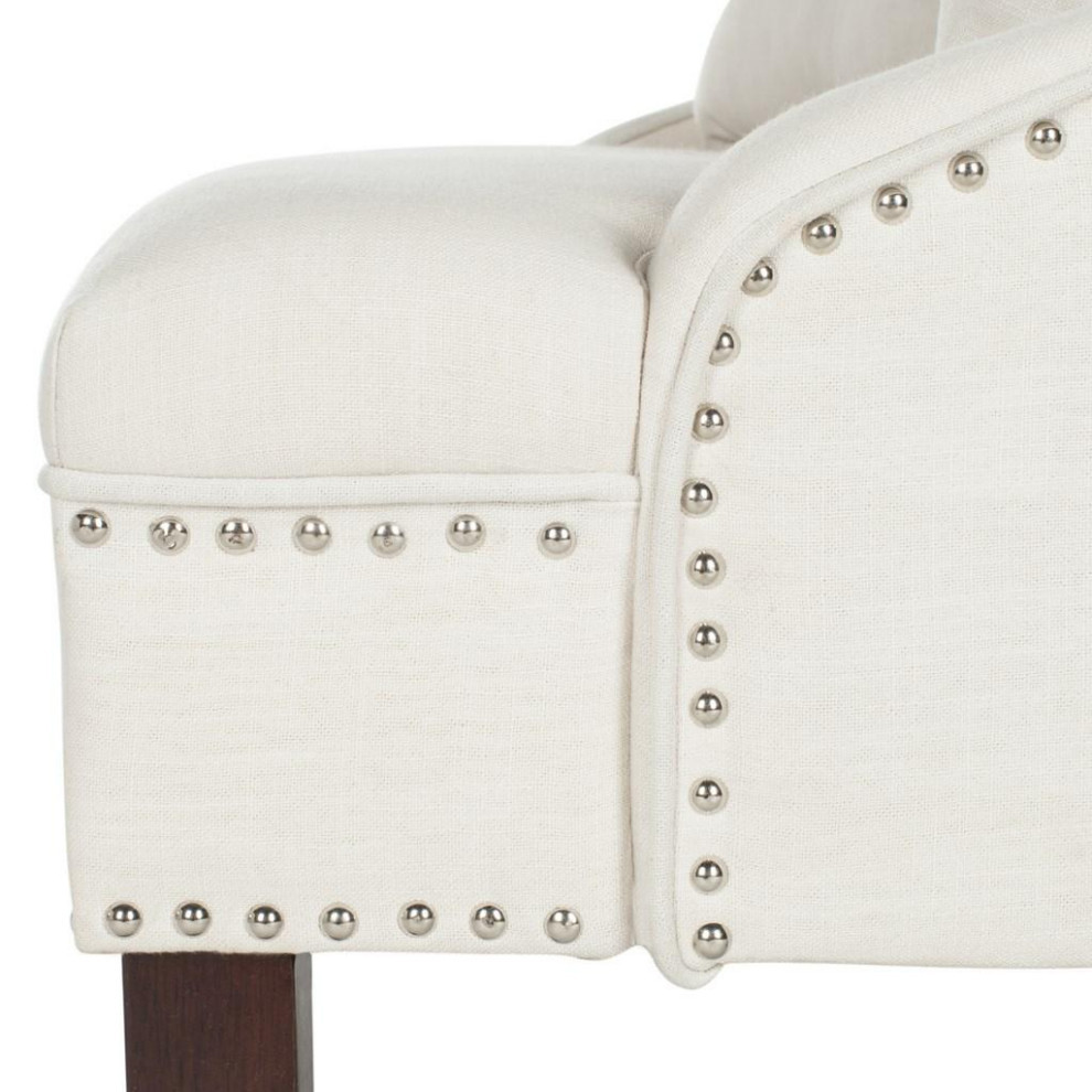 Chloe Linen Settee W/ Silver Nailheads Light Beige   Transitional   Loveseats   by AED Luxury Home Decor  Houzz