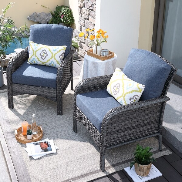 HOOOWOOO Outdoor 2piece Patio Furniture Wicker Chair Set