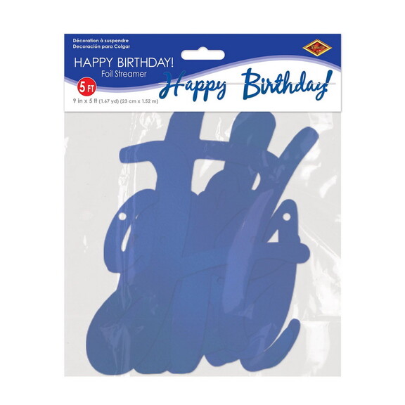 Beistle 53385 B Foil Happy Birthday! Streamer  blu...