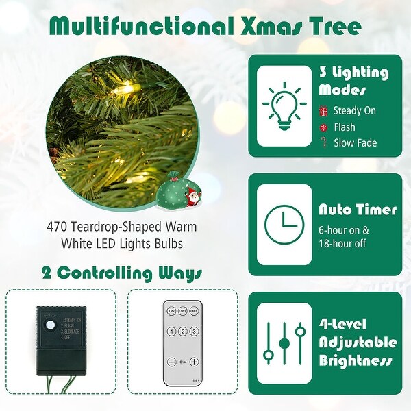 Gymax 6 FT PreLit New PE and PVC Christmas Tree 3Minute Quick Shape