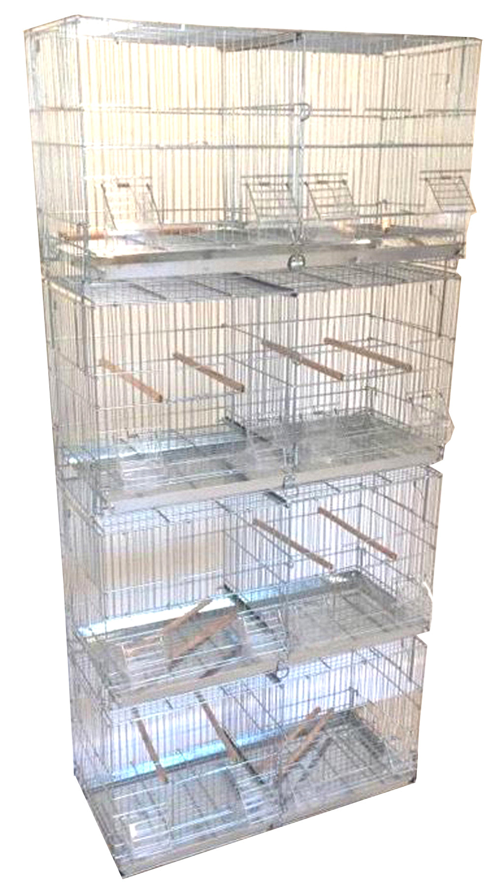 LARGE 4 of Galvanized Stackable Double Breeding Breeder Flight Bird Cage with Center Dividers Side Breeding Nest Doors Quail Lovebirds Aviaries Canaries Finches