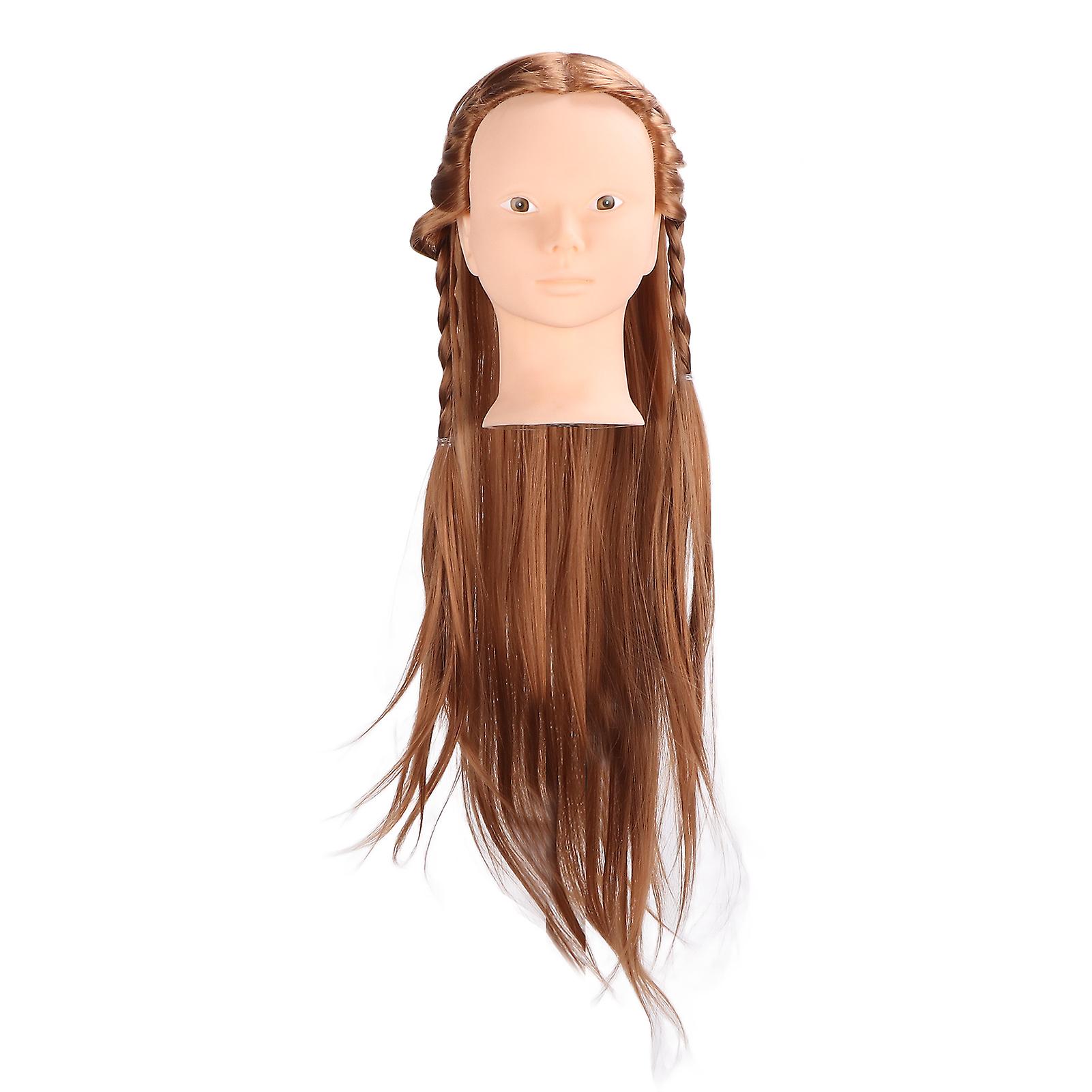 Long Hair Mannequin Head Light Brown Hairdresser Practice Training Head Cosmetology Manikin Doll Head