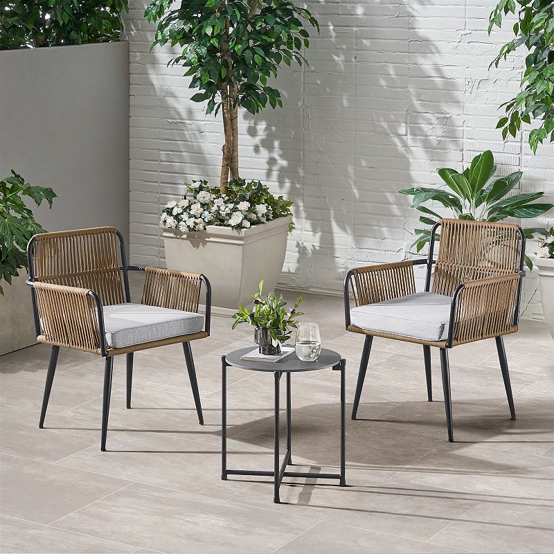 Alaterre Furniture Alburgh All-Weather Outdoor Patio Chair and End Table 3-piece Set