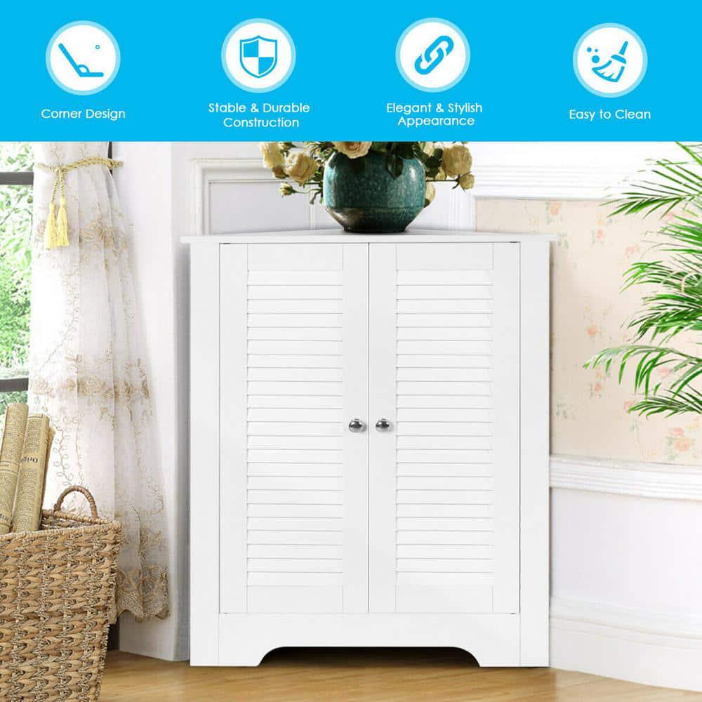 CASAINC 25 in W Adjustable Corner Storage Wall Cabinet with Shutter Doors in White