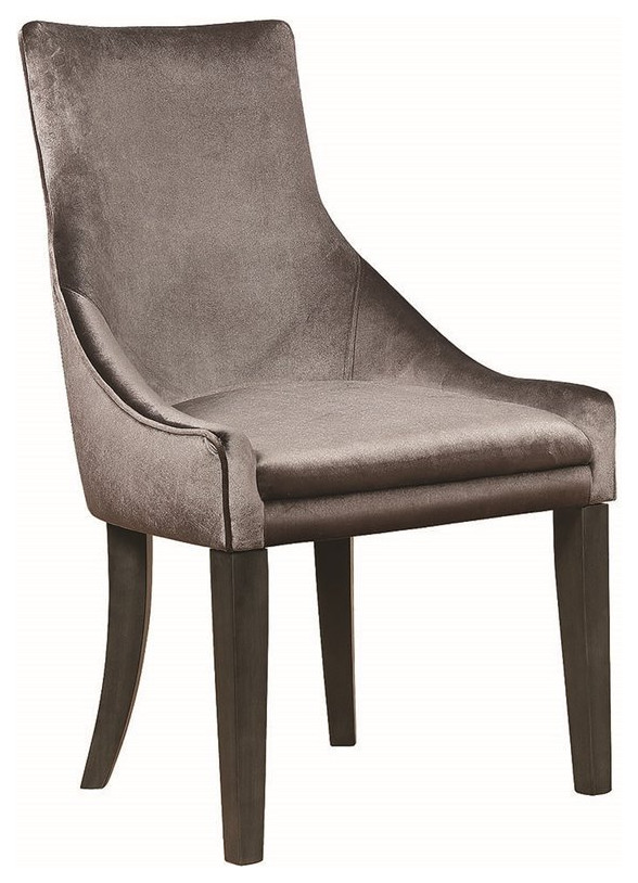 Phelps Upholstered Velvet Demi Wing Chairs in Gray   Transitional   Dining Chairs   by Homesquare  Houzz