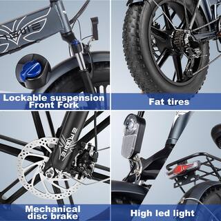 Zeus  Ruta 20 in. 750W Grey Folding Electric Bike Fat Tire 48V 13Ah Lithium Removable Battery for Adults BCFG-29