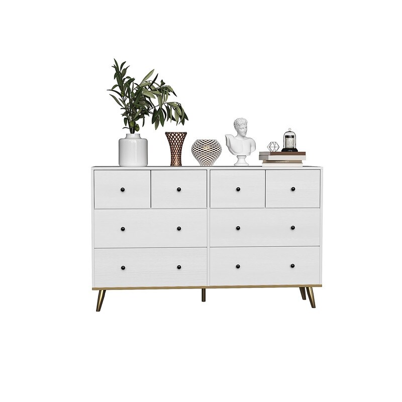 8 Dresser  Chest of Drawers with Wide 57.09''  Easy Pull Fabric   Wood Dressers with Top