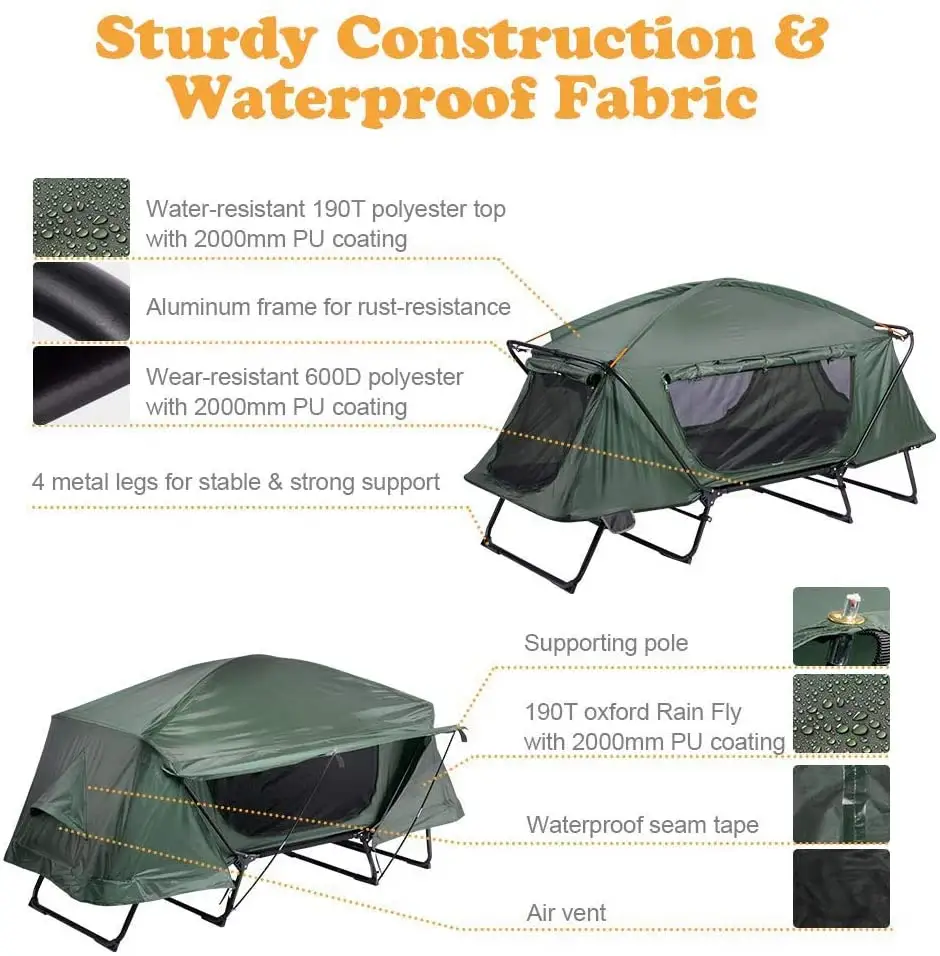 High Quality Automatic Portable Smart Tent Off Ground Above Ground Waterproof Foldable Outdoor Camping Sleeping Bed Tents Costs