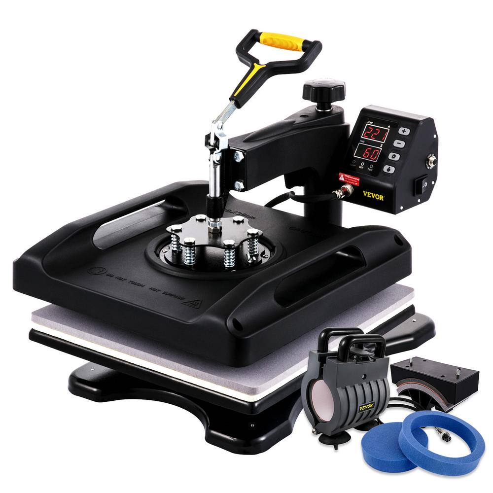 VEVOR 15 in. x 15 in. Pro Heat Press Machine 5 in 1 Combo 360 Swing Away Digital Sublimation Vinyl Transfer Printer Black TJWYXKHSP80388D1RV1