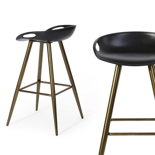 Counter Height Plastic Barstool with Metal Legs (Set of 2)