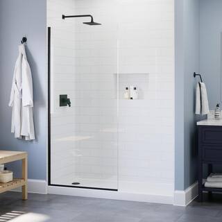 Delta Amal 34 in. W x 72 in. H Frameless Shower Door Screen in Matte Black with 38 in. (10 mm) Clear Glass SD8ASCL-MB-R