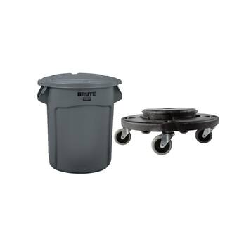 Rubbermaid Commercial Products Brute 20 Gal. Outdoor Trash Can Plus Dolly Combo-Pack 2031186-BD